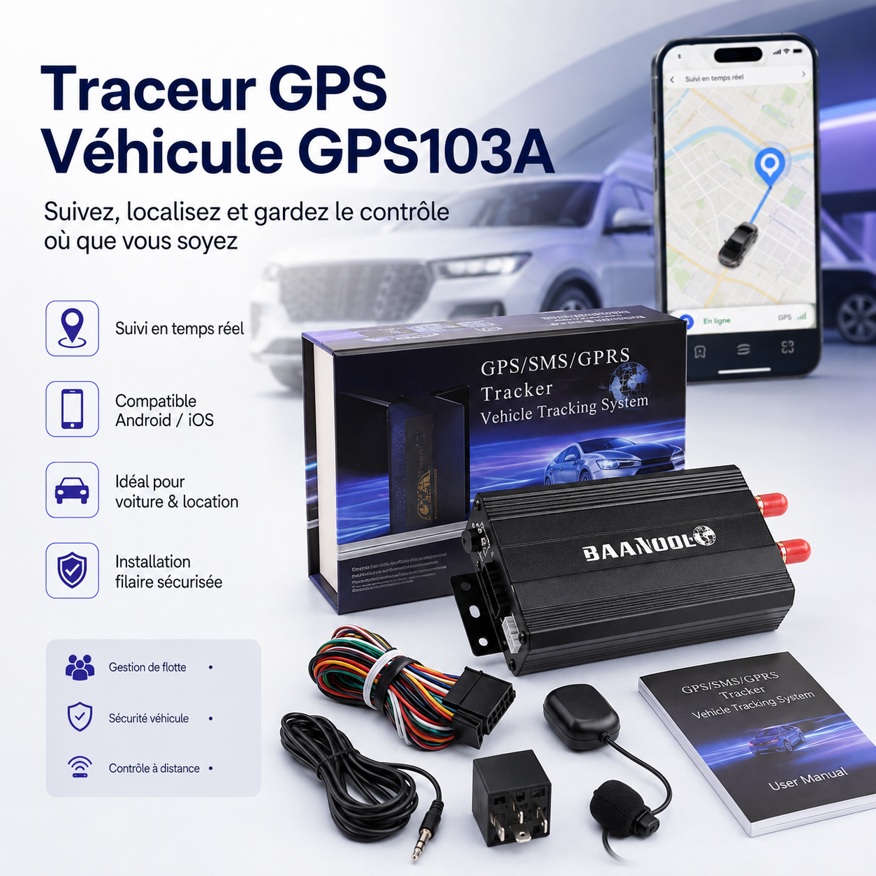 BAANOOL™ GPS103A | Suivez Et Gérez Vos Véhicules À Distance