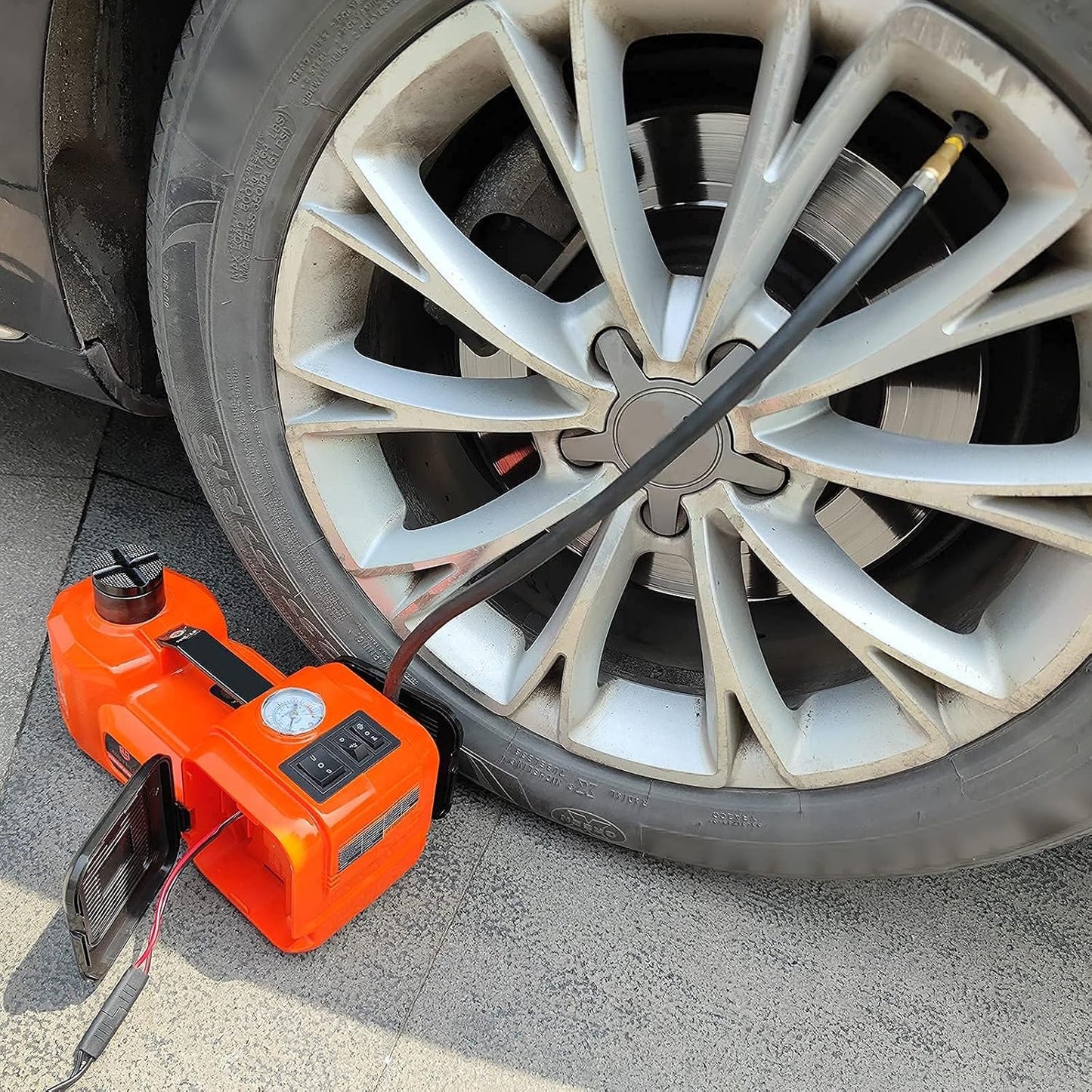 Cric Électrique 3-en-1 5T | Soulevez, Dévissez Et Regonflez Sans Effort