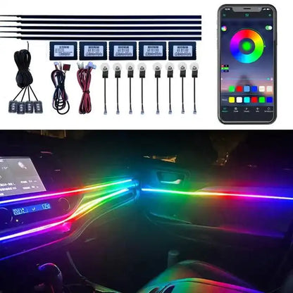 Kit d’Éclairage d’Ambiance Auto 18-en-1 | 64 Couleurs RGB