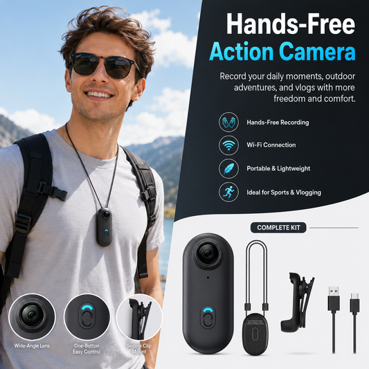 Hands-Free Action Camera | Outdoor Sports, Vlogging & Wi-Fi Connection