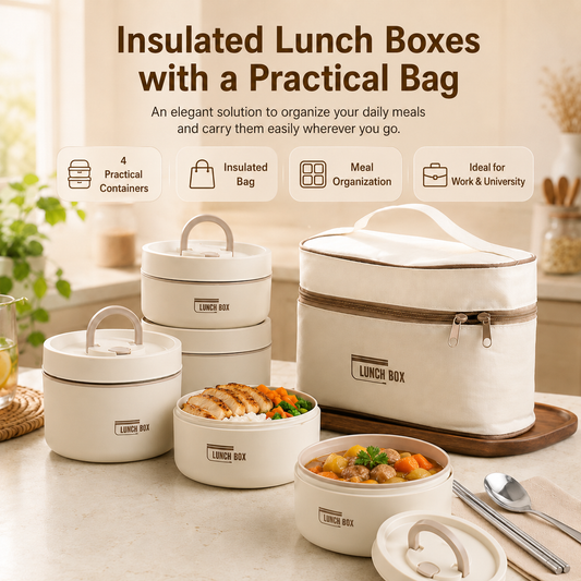 Set of 4 Insulated Lunch Boxes With Bag For Free | Organized Meals Wherever You Go